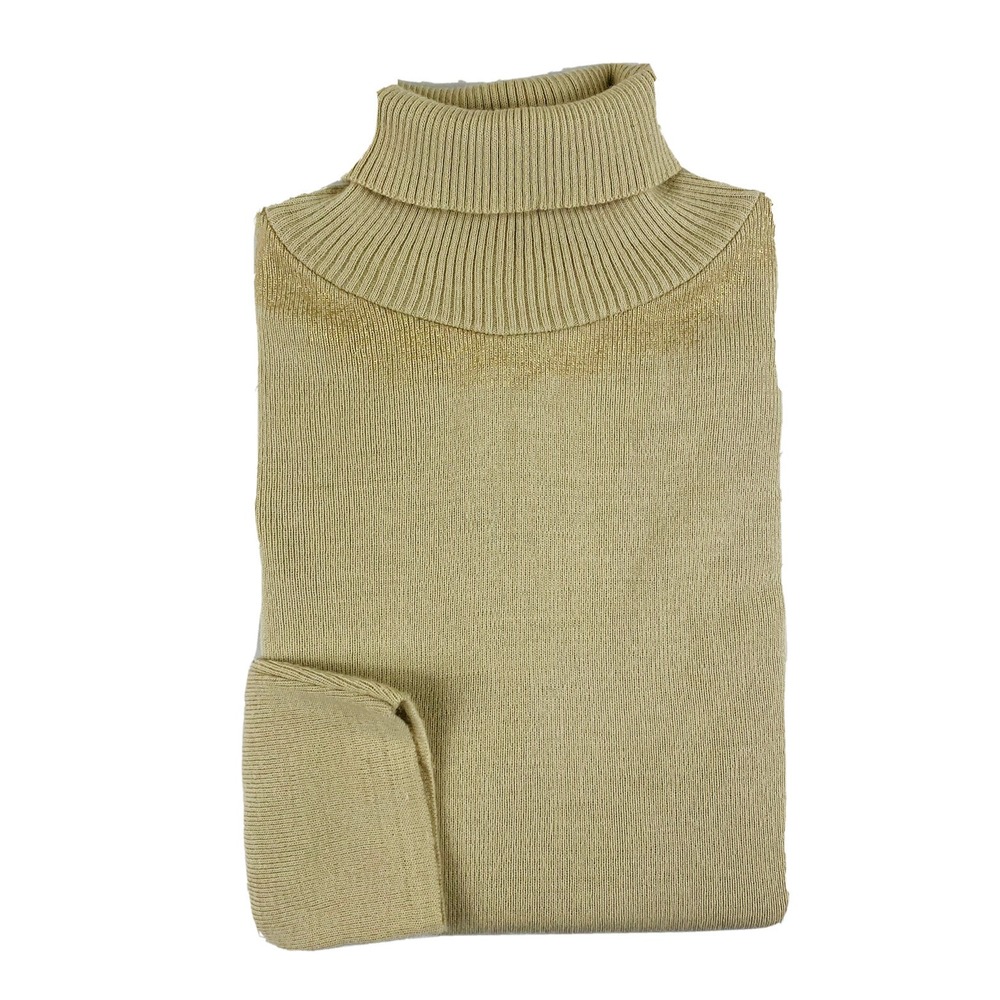 Tous Les Garcons Tan Shimmer Wool Blend Turtleneck Sweater Womens L Italy